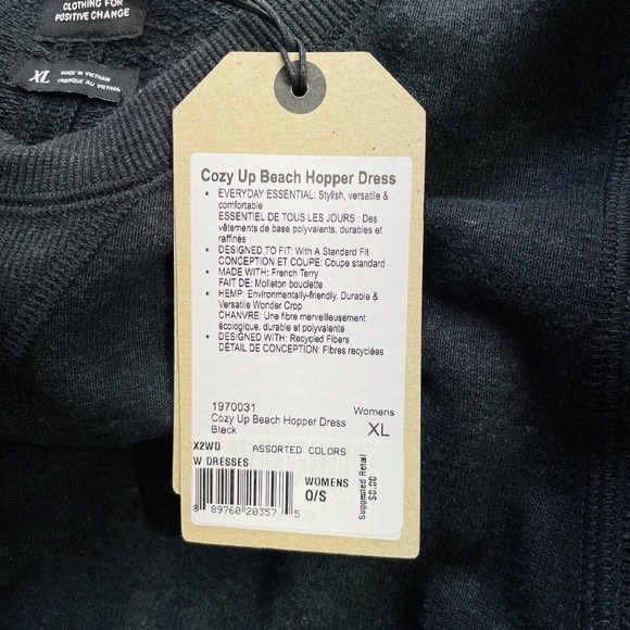 Prana XL Dress Cozy Up Beach Hopper Black Sleeveless Pockets Drawstring NWT New - Picture 9 of 11